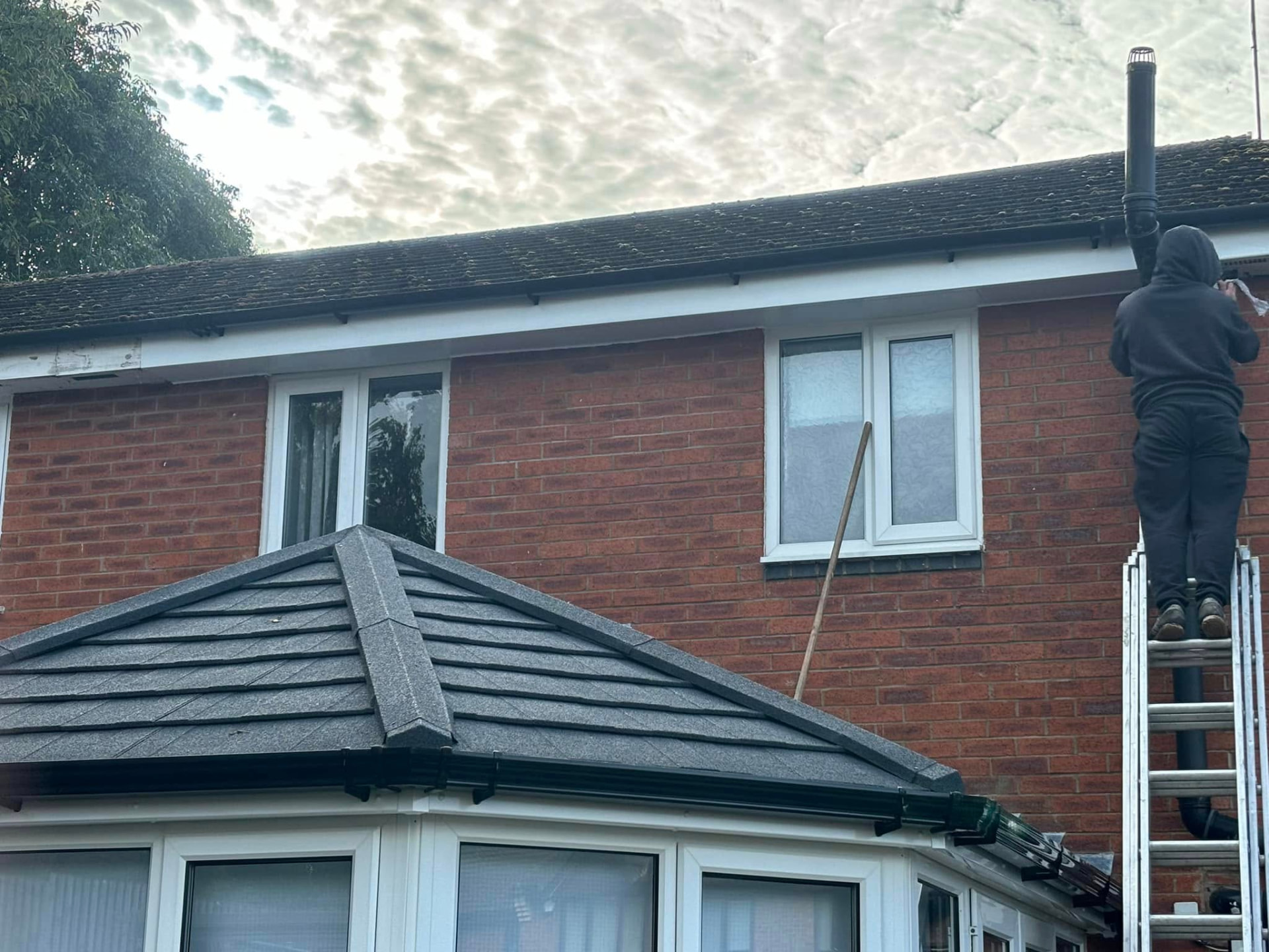 New white fascias, soffits and guttering fitted to a house