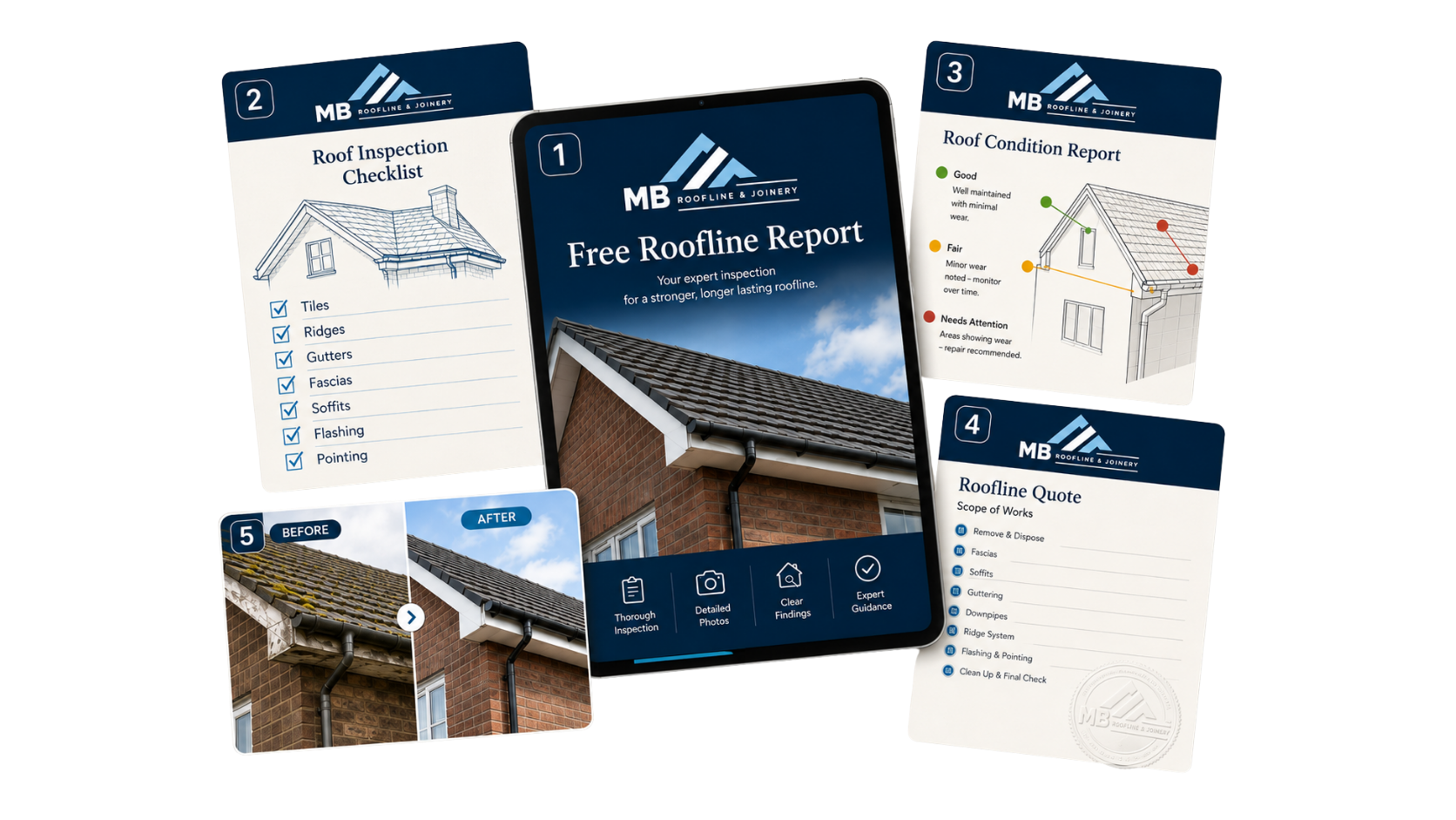 Free roofline report pack: inspection checklist, condition report, quote and before and after photos